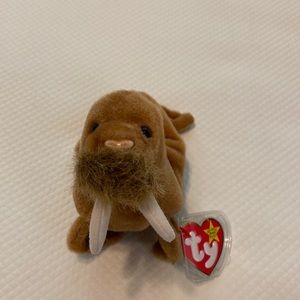 Ty Beanie Baby Brown Paul the Walrus with White Tusks Stuffed Animal with Tag